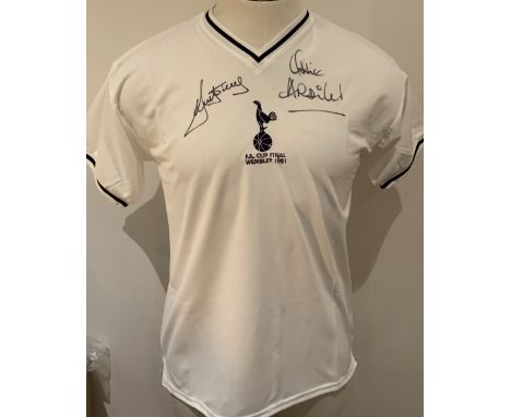 Tottenham 1981 FA Cup Final Signed Replica Shirt: Signed to front by Ardiles and Villa. COA from reputable source.