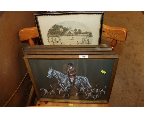 A set of four K R Tracey pastel studies and a framed print
