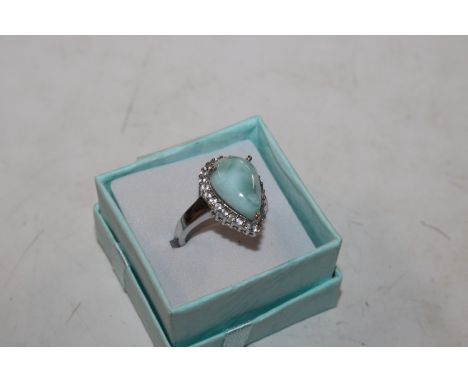 A large Sterling silver and Larimer and white topaz dress ring, ring size M/N
