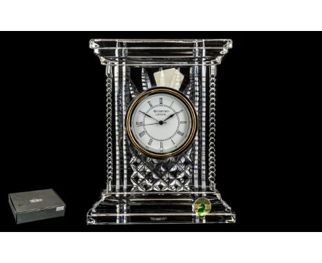 Time Pieces - Waterford Crystal Mantel Clock, In Original Box and Cloth Bag. Clock In Excellent / Unused Condition. Size Appr