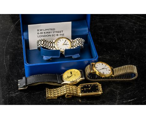 A Gentleman's Rotary Bracelet Watch, electro-gold plated, Model No. 4864, Roman numerals, date, and second hand.  In original