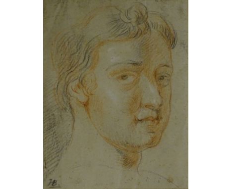 HB. Portrait of a lady, charcoal and chalk, inscribed to reverse, 23cm x 18cm and three other pictures (4).
