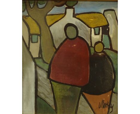 John Markey Robinson (1918-1999). Figures, oil on board, signed, 29cm x 24.5cm.