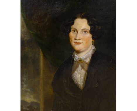 19thC British School. Head and shoulders portrait of a lady, oil on canvas, 58cm x 49cm.