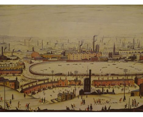 Laurence Stephen Lowry (1887-1976). The Pond, artist signed coloured print, 46cm x 58cm.