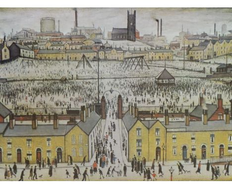 Laurence Stephen Lowry (1887-1976). Britain at Play, Artist signed coloured print, 47cm x 61cm.