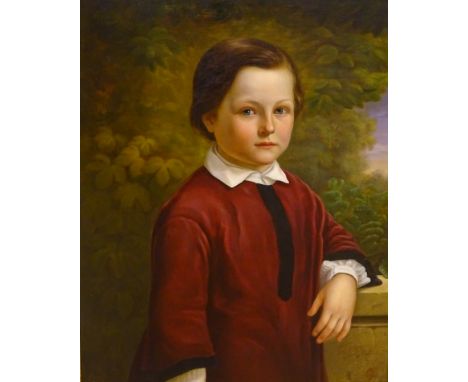 C.W. 19thC. Half length portrait of a young child, oil on canvas, initialled and dated 26/7/(18)53, 64cm x 50.5cm.