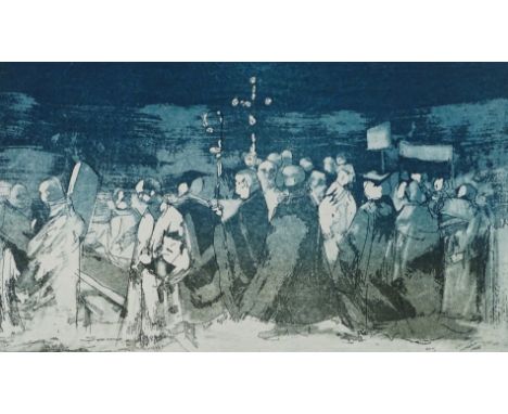 Robert King. The procession, artist signed, numbered 5/35 and dated (19)76 engraving,  35cm x 49.5cm, and another print St Pa