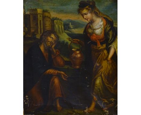 19thC Continental School. Classical scene with figures, oil on canvas, 47cm x 38cm.
