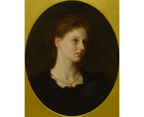 19thC British School. Head and shoulders portrait of a young woman, oil on canvas, 58cm x 45cm.