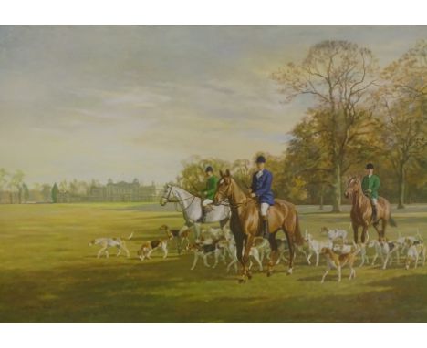 Madeline Selfe (1910-2005). The Duke of Beaufort with his hound, artist signed limited edition print 197/350, 61cm x 83cm.