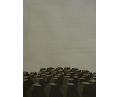 Michael Harrison (b.1945). Abandoned Plinths, artist signed and titled lithographic print, 62cm x 45cm.Gallery booklet verso.