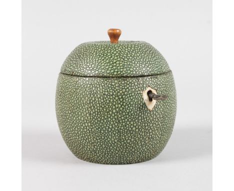 A SHAGREEN APPLE TEA CADDY. 4.5ins high.