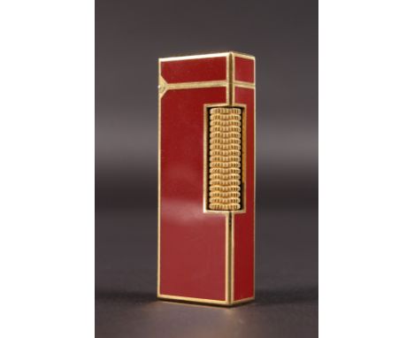 A DUNHILL RED ENAMEL GAS LIGHTER.