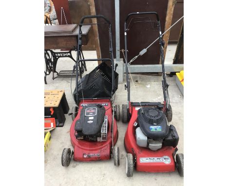 TWO PETROL LAWNMOWERS - A WARRIOR MASTER CUT WITH A BRIGGS AND STRATTON ENGINE AND LASER BY MOUNTFIELD WITH A HONDA ENGINE 