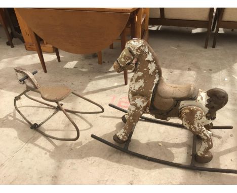 TWO VINTAGE ROCKING HORSES 