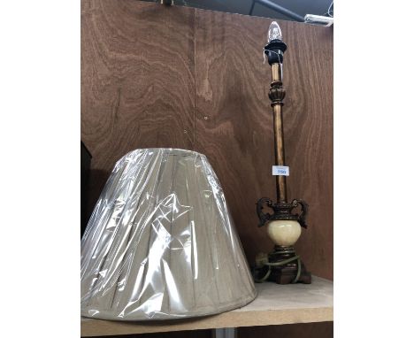 A MARBLE STYLE LAMP WITH NEW SHADE 