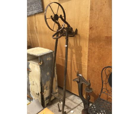 A VINTAGE HAND CULTIVATOR WITH SPANNER 