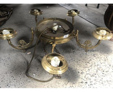 A GILT FIVE BRANCH CEILING LIGHT 