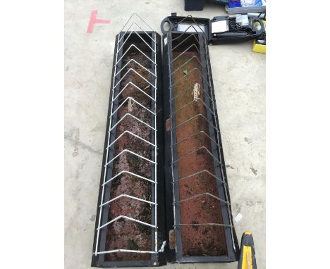TWO VINTAGE CHICKEN FEEDING TROUGHS 