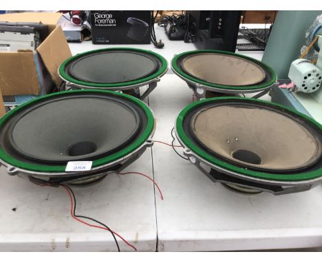 FOUR VINTAGE 12 INCH WHARFDALE BASS UNITS IN WORKING ORDER 