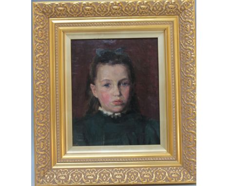 EDWARD SHERRARD KENNEDY (c. 1837 - 1900). Portrait of a young girl, oil on board, monogram stamp lower left, gilt framed, 24 