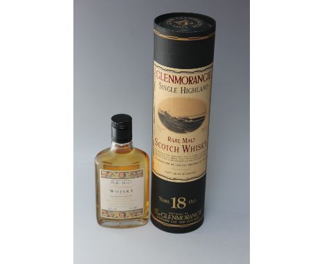 A SINGLE BOTTLE OF GLENMORANGIE 18 YEAR OLD RARE MALT SCOTCH WHISKY, in presentation tube, together with a half bottle of Mar