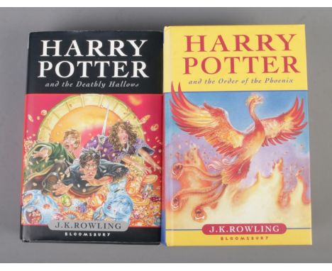 Two Harry Potter first edition books including Harry Potter and the Deathly Hallows and Harry Potter and the Order of the Pho