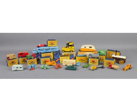 A collection of mainly boxed miniature scale vehicles, consists of Matchbox Moko Lesney, Dinky and Morestone AA examples.  So