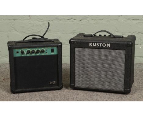 Two small amplifiers to include Kustom KBA10 and Stagg examples.  