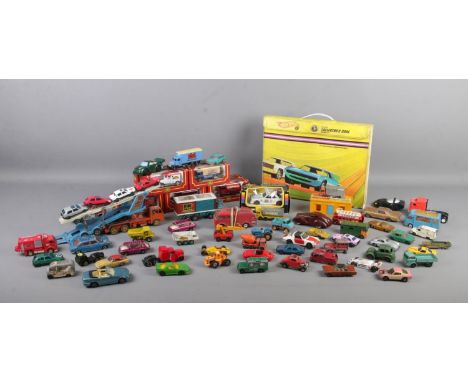 A large quantity of die-cast and scale model vehicles, including Hot Wheels carry case, Corgi, Matchbox Schuco and Dinky exam