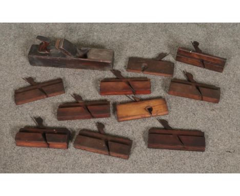A good collection of assorted wood working planes to include  W.Watkins, M. Mathies &amp; Son and I. Chadwick examples.  