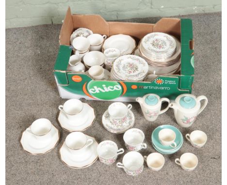 Three part tea services to include Royal Doulton Prism, Royal Standard Mandarin and Poole Pottery Apple service.  