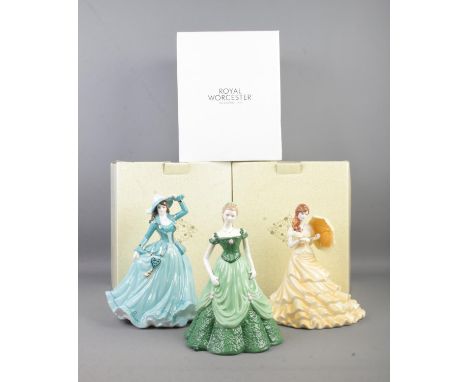 Three boxed ceramic figurines, Coalport Summer Breeze and Gentle Breeze from the 'Classics Collection' and Royal Worcester fi