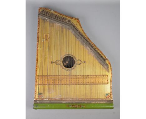 A late Nineteenth/early Twentieth zither; Edison No. 5 Special, painted with gilt highlights and patterned border.  