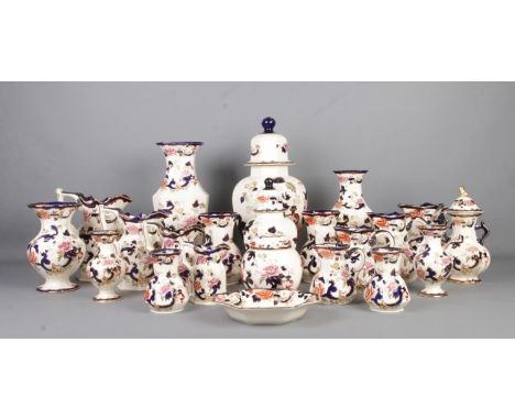 A large collection of Mason's ceramics, in the Mandalay pattern. To include large lidded vase, two sets of graduated jugs, va