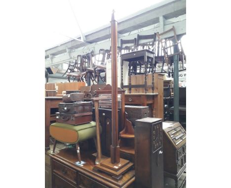 A 1930's standard lamp and a shoe stand 