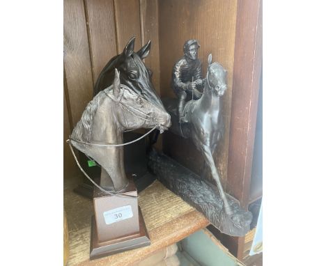 3 composite model race horses. 