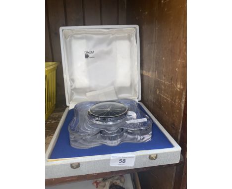 A French Daum quartz clock in box. 