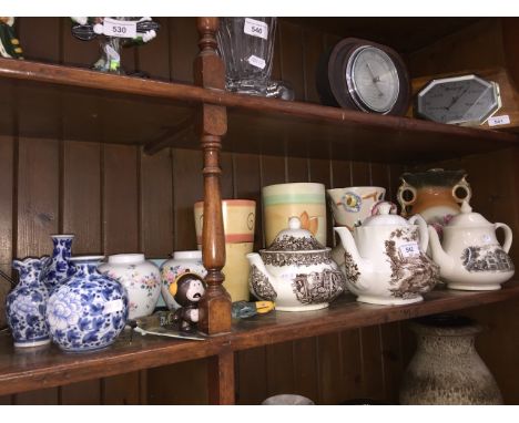 Teapots, vases, two model planes etc. 