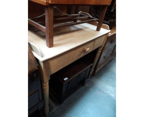 A small record cabinet and a pine console table with single drawer 