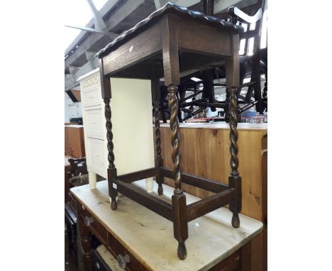 An oak side table with barley legs and a white painted bedside cabine.The dimensions of this item are Height:30 inches/ Lengt