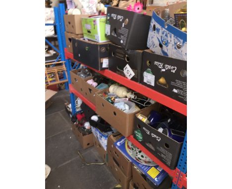 3 shelves of misc items to include ceramics, glassware, pottery, ornaments, Xmas products, jugs, artificial flowers, lamp, ol