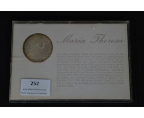 Austrian Maria Theresa Thaler Silver Coin 1780 in Presentation Case 