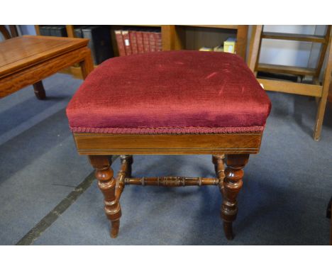 Victorian Mahogany Upholstered Piano Stool 