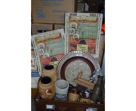 Vintage Case of Collectibles Including Hull Playgoers Programmes 1894 