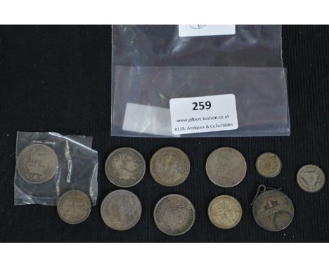 Silver Shillings; George IV 1817, 1819 &amp; 1826, Victoria 1884, Sixpences 1887 