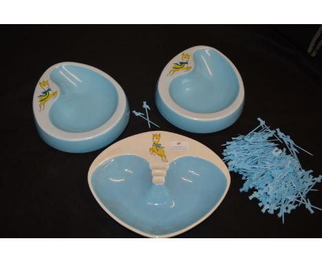 Three Vintage Babycham Ashtrays 