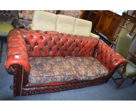 Chesterfield Red Leather Two Seat Sofa (AF) 