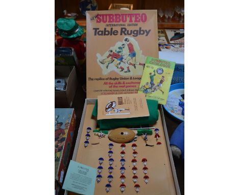 Subbuteo and other football games, including Peter Pan Play Things Test  Match, Parker Pro Action Football, and QS A Question Of Sport Premier and  Soccer, all boxed. (7)